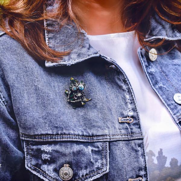 Broche búho plata de 1ª ley(925 milésimas) 