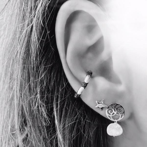 Pendientes PERLA FLAT plata de ley