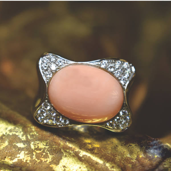 Anillo CORAL oro blanco de 1ª ley(750 milésimas) 