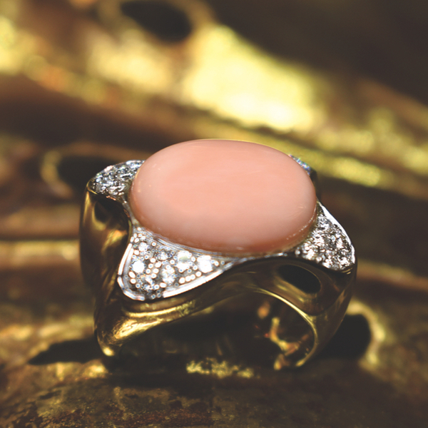 Anillo CORAL oro blanco de 1ª ley(750 milésimas) 