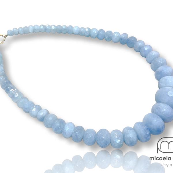 Collar aguamarina natural plata de 1ª ley(925 milésimas) 