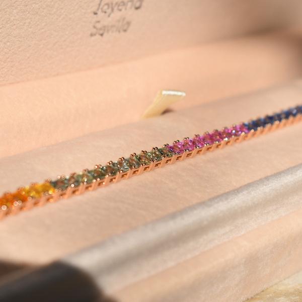 Pulsera rivière zafiros naturales oro de 1ª ley(750 milésimas) 