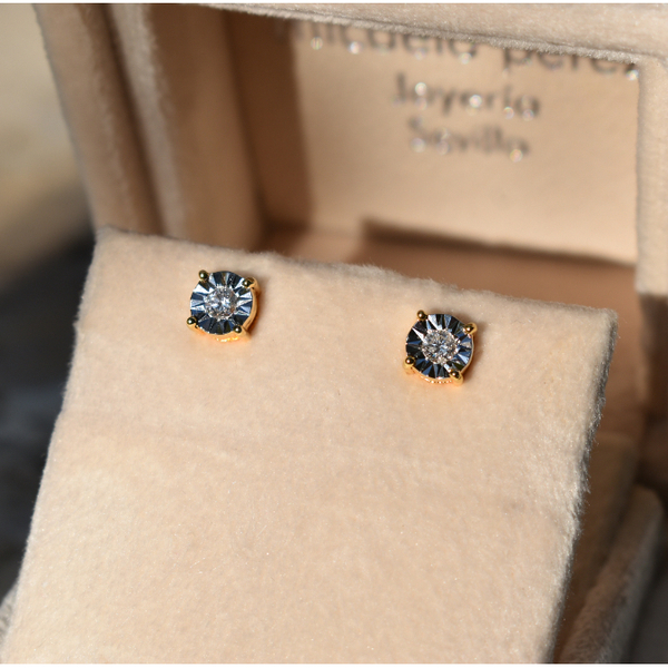 Pendientes bicolor diamantes naturales oro de 1ª ley(750 milésimas)