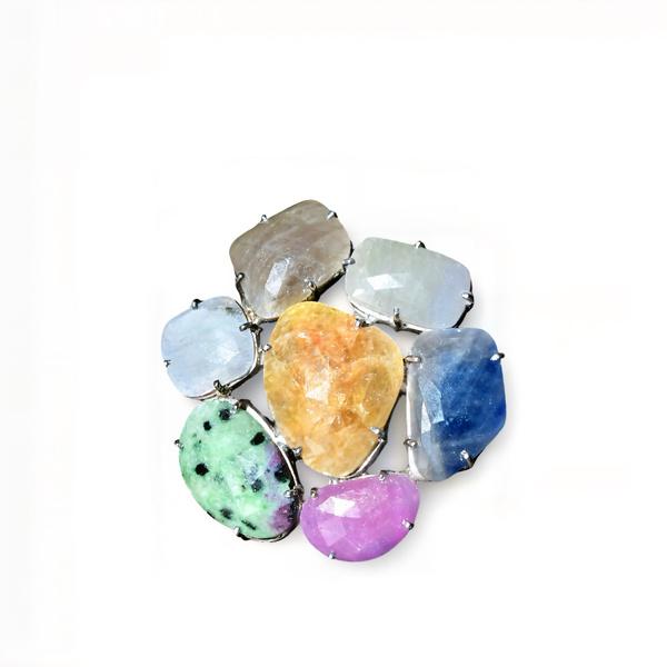 Broche colgante zafiros naturales plata de 1ª ley(925 milésimas) 