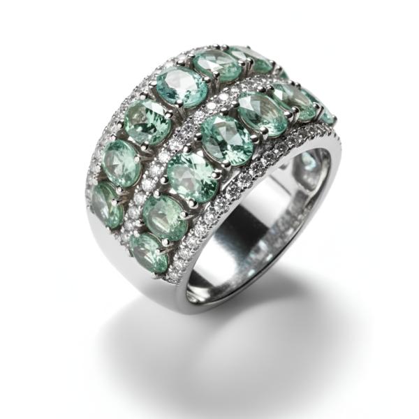 Anillo doble de plata de 1ª ley(925 milésimas) con terminación de oro blanco 