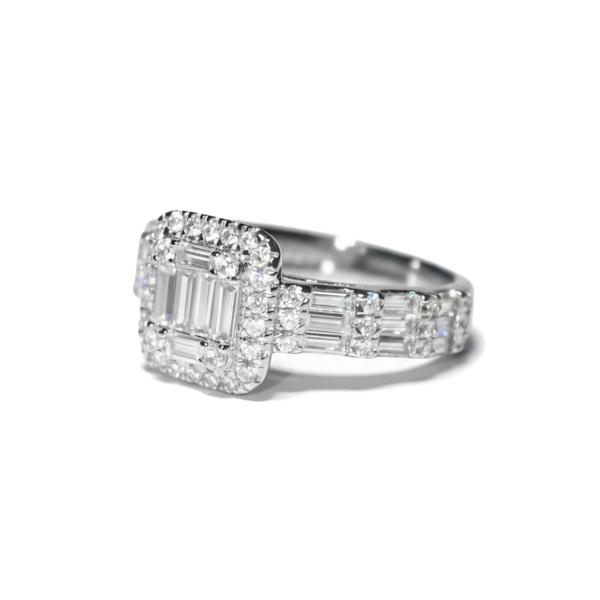 Anillo de plata de 1ª ley(925 milésimas) con terminación de oro blanco 