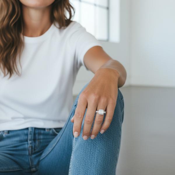 Anillo de plata de 1ª ley(925 milésimas) con terminación de oro blanco 