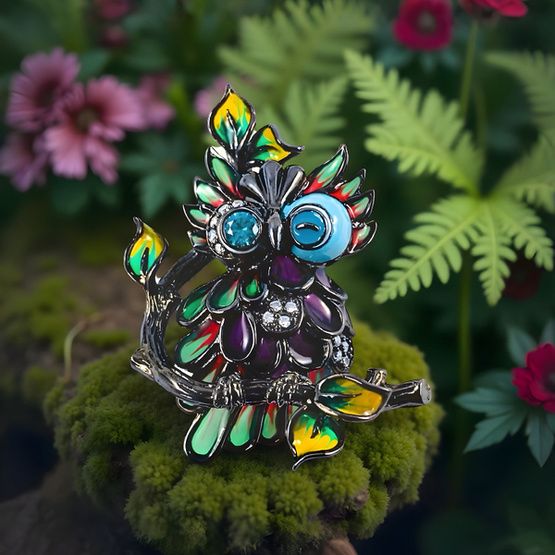 Broche búho plata de 1ª ley(925 milésimas) 