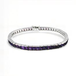 Pulsera RIVIÉRE de oro blanco de 18k con amatistas naturales 