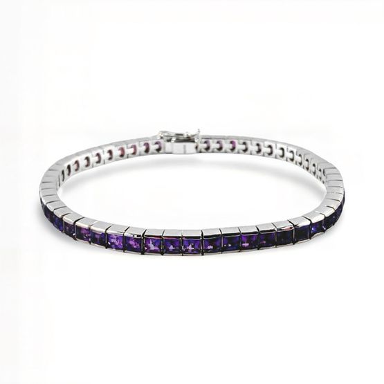 Pulsera RIVIÉRE de oro blanco de 18k con amatistas naturales 