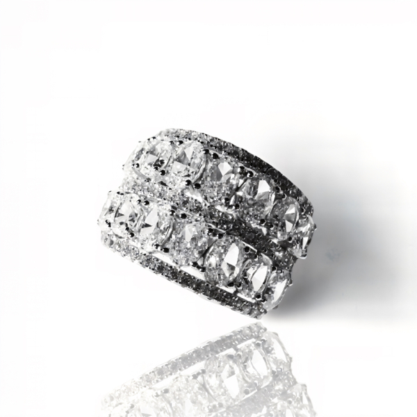 Anillo doble de plata de 1ª ley(925 milésimas) con terminación de oro blanco 