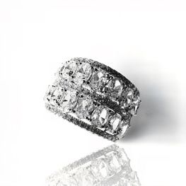 Anillo doble de plata de 1ª ley(925 milésimas) con terminación de oro blanco 