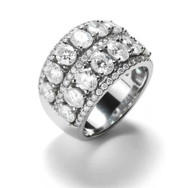 Anillo doble de plata de 1ª ley(925 milésimas) con terminación de oro blanco 