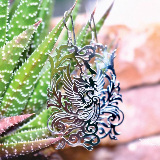 Pendientes dragón plata de 1ª ley(925 milésimas) 