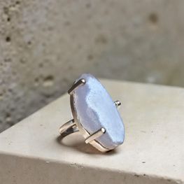 Anillo CALCEDONIA NATURAL plata de 1ª ley(925 milésimas) 