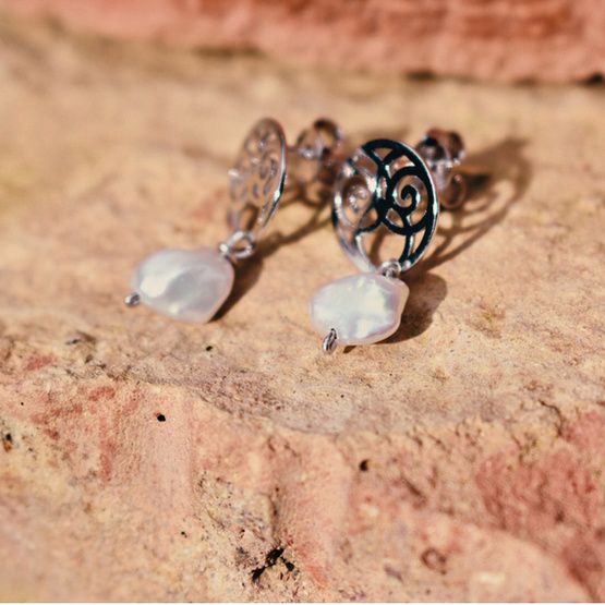 Pendientes PERLA FLAT plata de ley