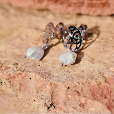 Pendientes PERLA FLAT plata de ley