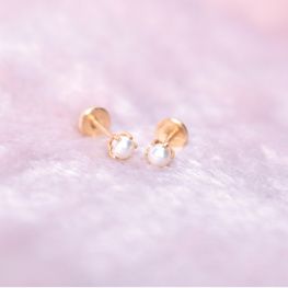 Pendientes BEBE PERLA oro de 1ª ley(750 milésimas) 