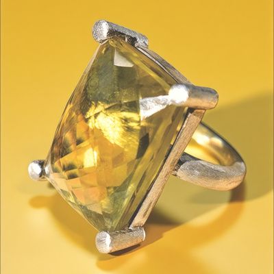 Anillo CUARZO LIMÓN NATURAL plata de 1ª ley(925 milésimas) 