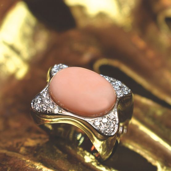 Anillo CORAL oro blanco de 1ª ley(750 milésimas) 