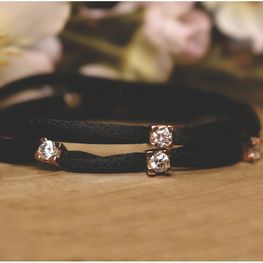 Pulsera SEDA NEGRA plata de ley