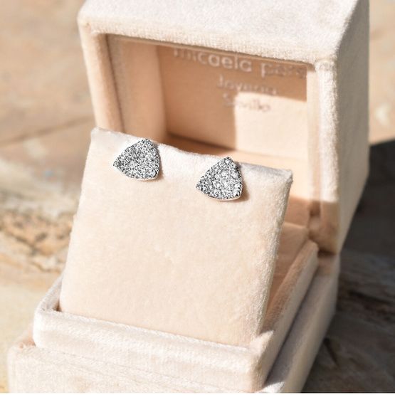 Pendientes pavé oro blanco 1ª ley (750 milésimas)