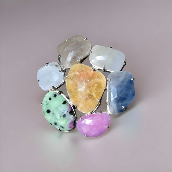 Anillo zafiros naturales plata de 1ª ley(925 milésimas) 
