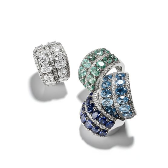 Anillo doble de plata de 1ª ley(925 milésimas) con terminación de oro blanco 