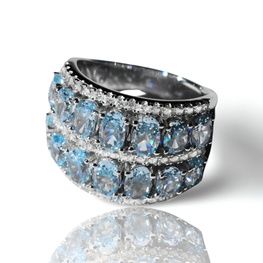 Anillo doble de plata de 1ª ley(925 milésimas) con terminación de oro blanco 