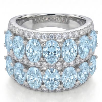 Anillo doble de plata de 1ª ley(925 milésimas) con terminación de oro blanco 
