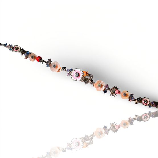 Pulsera de plata 925 con terminación de oro blanco y esmalte 