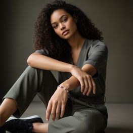 Pulsera de plata 925 con terminación de oro blanco y esmalte 