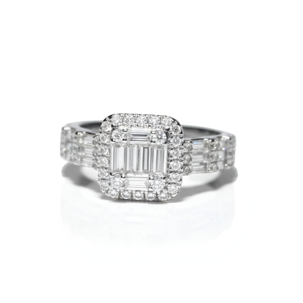 Anillo de plata de 1ª ley(925 milésimas) con terminación de oro blanco 