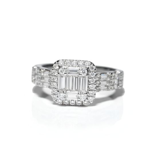 Anillo de plata de 1ª ley(925 milésimas) con terminación de oro blanco 