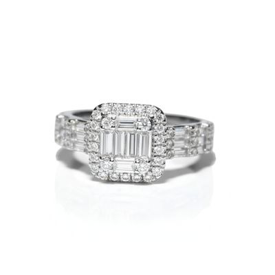 Anillo de plata de 1ª ley(925 milésimas) con terminación de oro blanco 