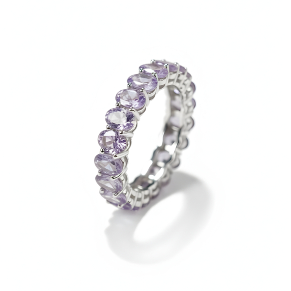 Anillo alianza completa de plata de 1ª ley(925 milésimas) con terminación de oro blanco 