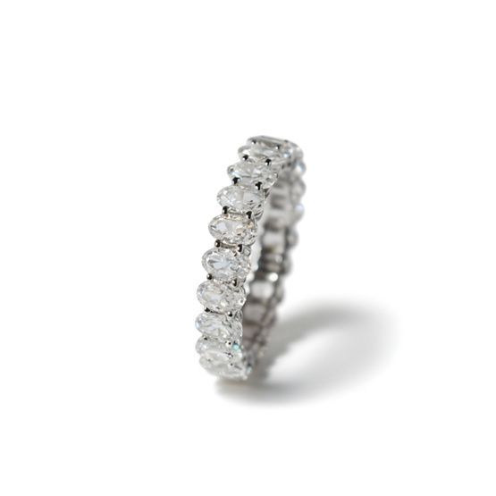 Anillo alianza completa de plata de 1ª ley(925 milésimas) con terminación de oro blanco 