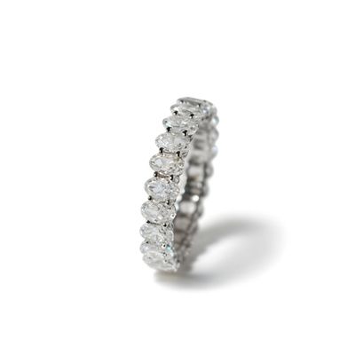 Anillo alianza completa de plata de 1ª ley(925 milésimas) con terminación de oro blanco 