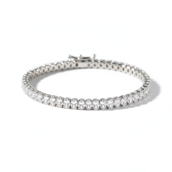 Pulsera rivière plata de 1ª ley(925 milésimas) con terminación de oro blanco 