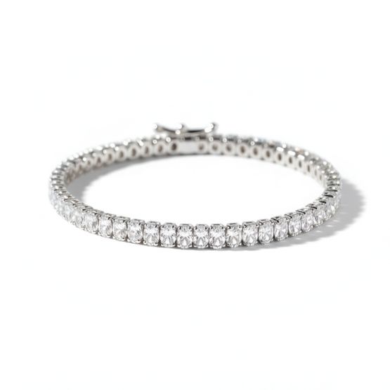 Pulsera rivière plata de 1ª ley(925 milésimas) con terminación de oro blanco 