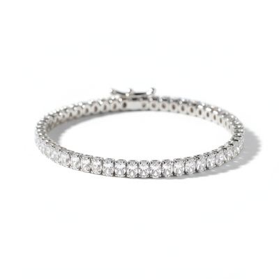 Pulsera rivière plata de 1ª ley(925 milésimas) con terminación de oro blanco 