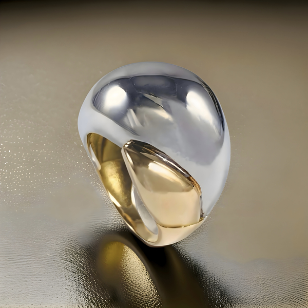 Anillo bicolor de oro de 18k