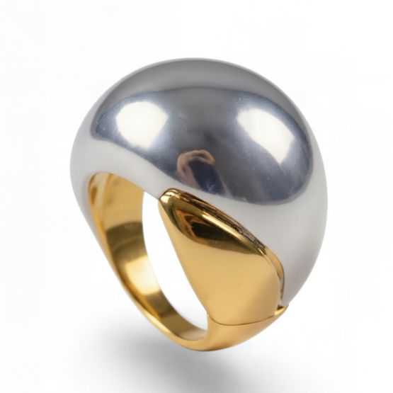 Anillo bicolor de oro de 18k