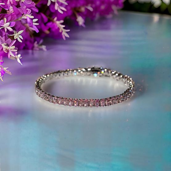 Pulsera rivière plata de 1ª ley(925 milésimas) con terminación de oro blanco 