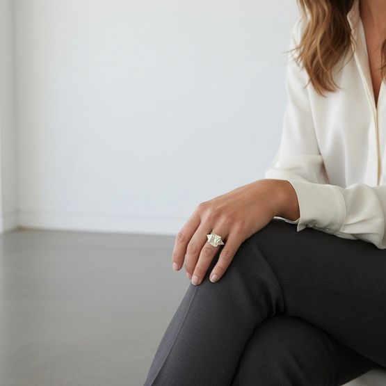 Anillo de plata de 1ª ley(925 milésimas) con terminación de oro blanco 