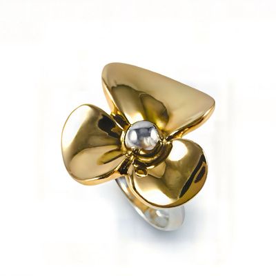 Anillo TRÉFLE bicolor de oro de 18k