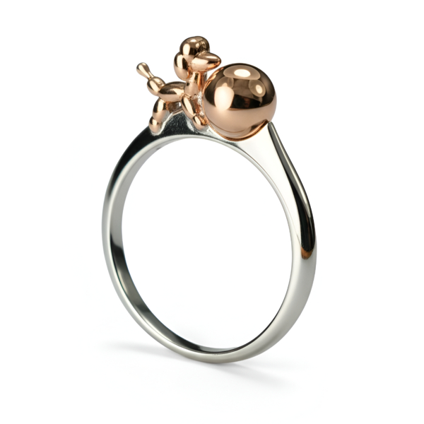 Anillo bicolor de plata de 1ª ley(925 milésimas) 