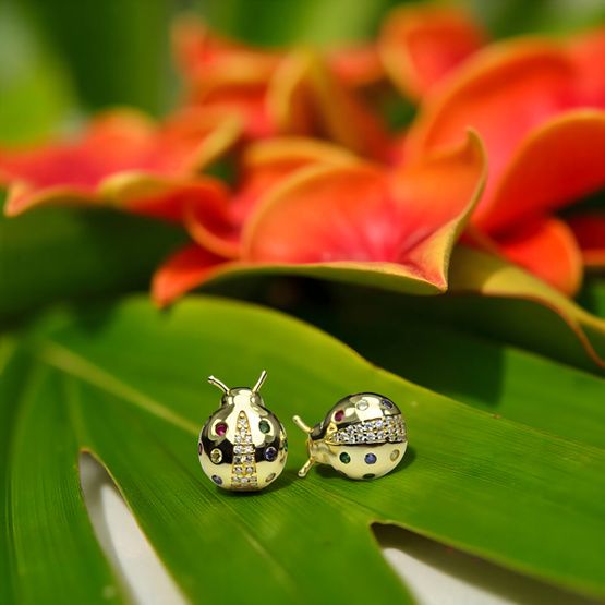 Pendientes mariquita plata de 1ª ley(925 milésimas) 