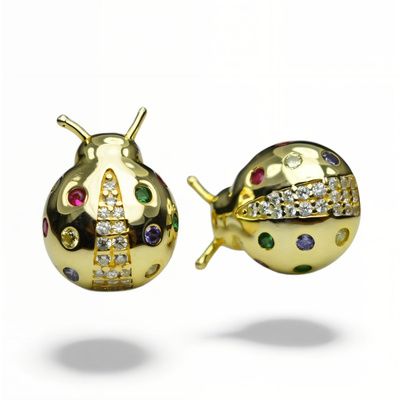 Pendientes mariquita plata de 1ª ley(925 milésimas) 