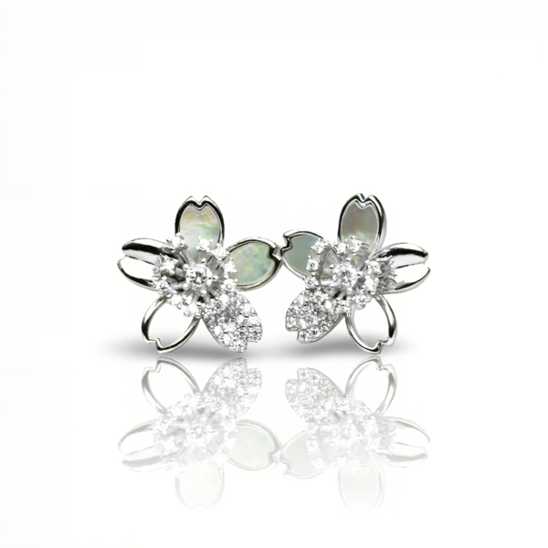 Pendientes madre Perla flor Plata de 1ª ley(925 milésimas)